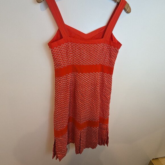 Tory Burch Berdine Orange/White Eyelet Dress, Sz 10 - Picture 2 of 8